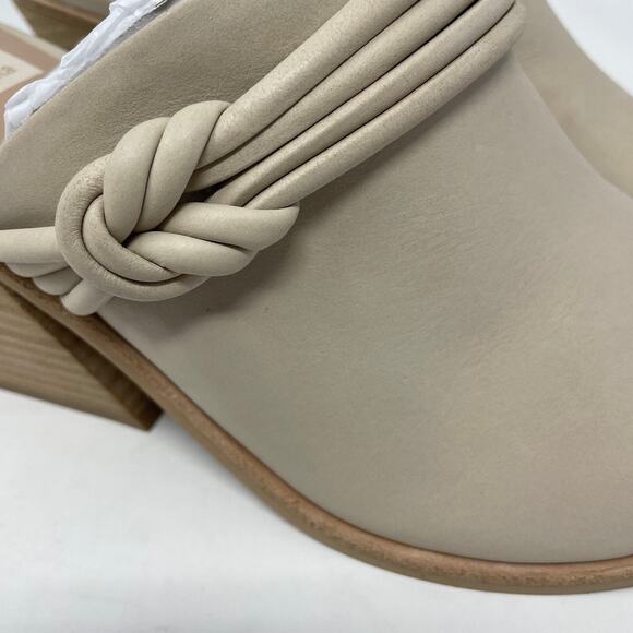 Dolce Vita Sita Mules 7.5 Sand Nubuck Pointed Toe Block Heel Leather Slip On NEW - Picture 6 of 8